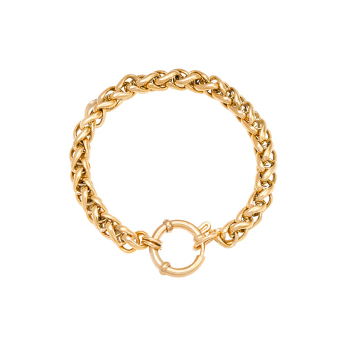 Armband Round Chain heeft een mooie wat grovere schakel. En heeft een groot slot, om leuke bedels aan te hangen. De lengte van de armband is 19cm, in goudkleurig stainless steel.