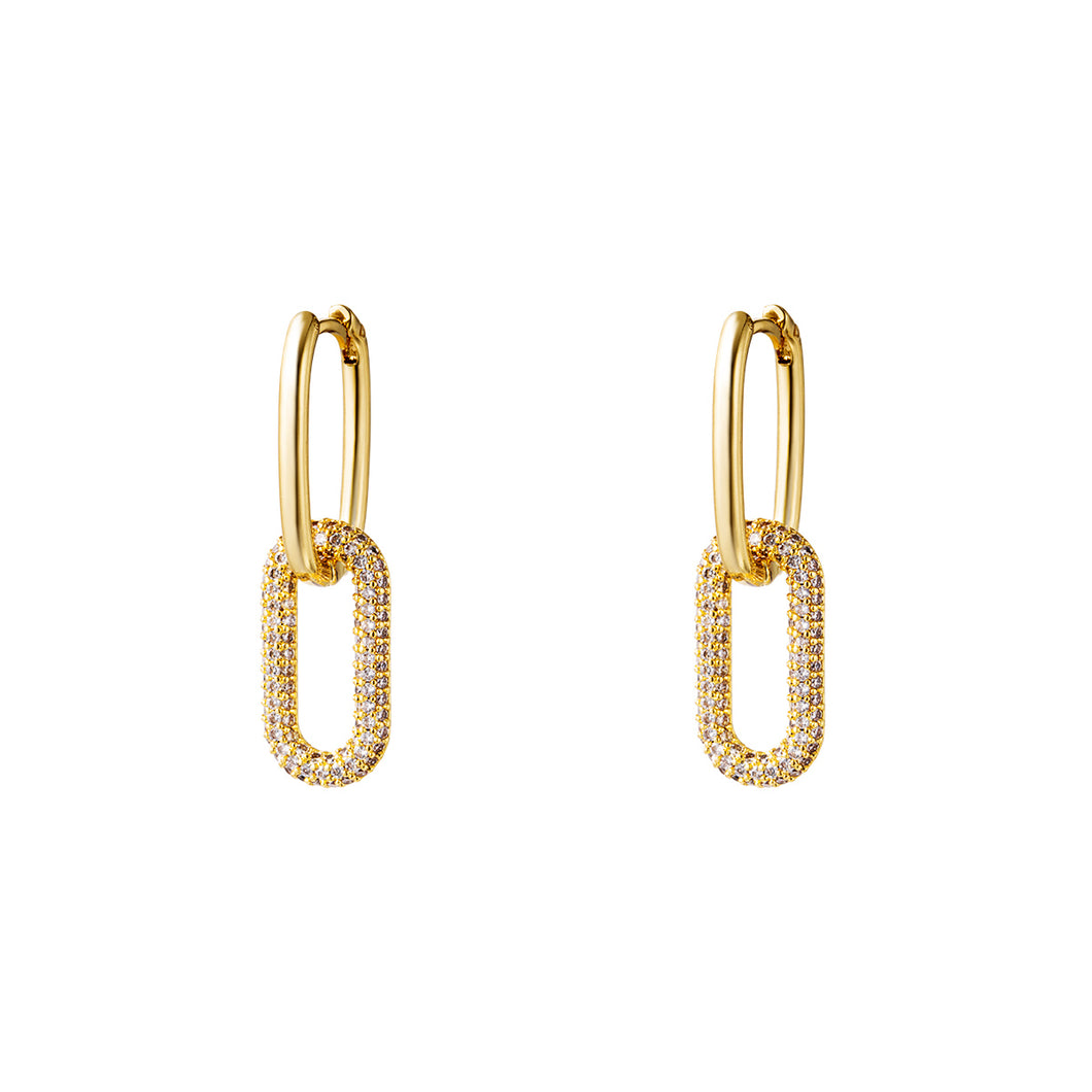 Oorbellen Schakel Small Goud Zirkonia