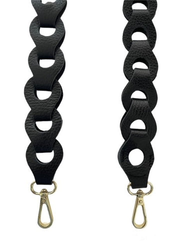 Zwarte Lederen Bagstrap Big, schouderband voor aan een tas. De band is ca. 4cm breed en is niet verstelbaar. De schouderband is in verschillende kleuren verkrijgbaar: Multicolor Groen-Roze-Oranje-Magenta, Wit-Beige-Goud metallic, Zwart mat.