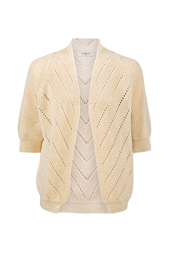 Dame Blanche Vest, Cardigan Cagno Suga Sand is een mooie knitwear cardigan.  Deze cardigan is verkrijgbaar in de kleuren : Pool (Groen), Zand.