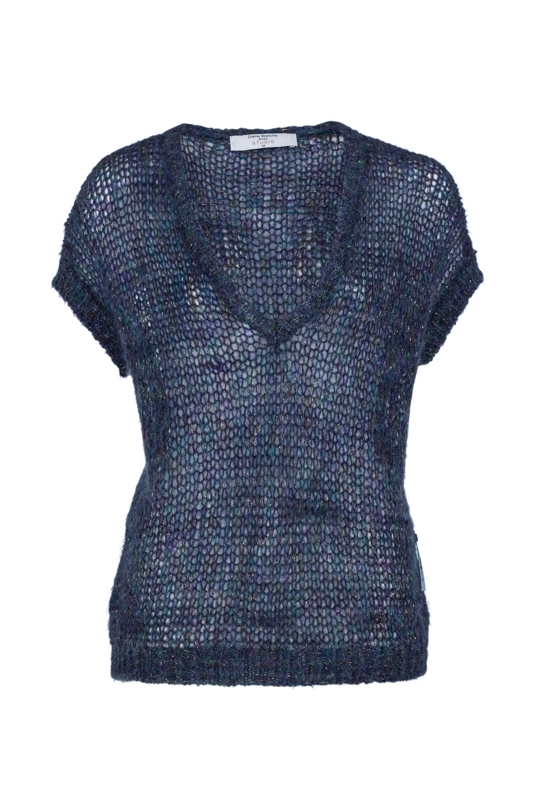 Dame Blanche Top Carine 490 Soft Pull Groen/blauw is een mooie knitwear top met V-hals. Draag deze top over een longsleeve top. Deze top pull is verkrijgbaar in de kleuren : Ecru, Groen/blauw, Roze.