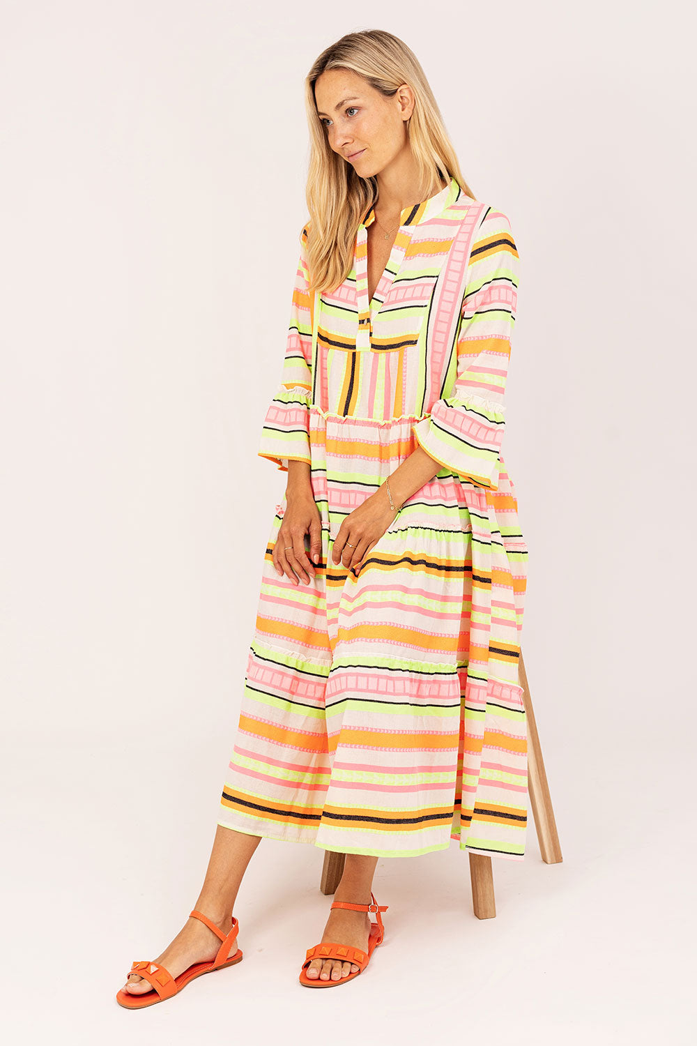 Jurk Lang met Fluo Streep Lila Yucicoco Dameskleding