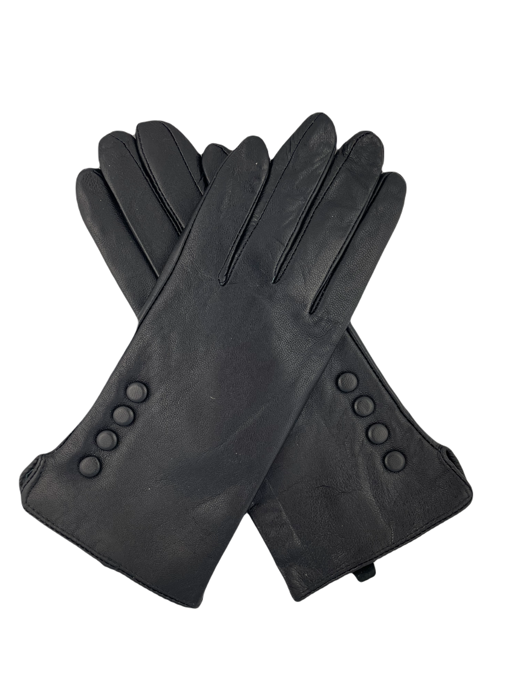 Echte lederen handschoenen uit Italië, met kleine knoopjes als leuk detail. Deze handschoenen zijn verkrijgbaar in verschillende maten, ze vallen redelijk klein.