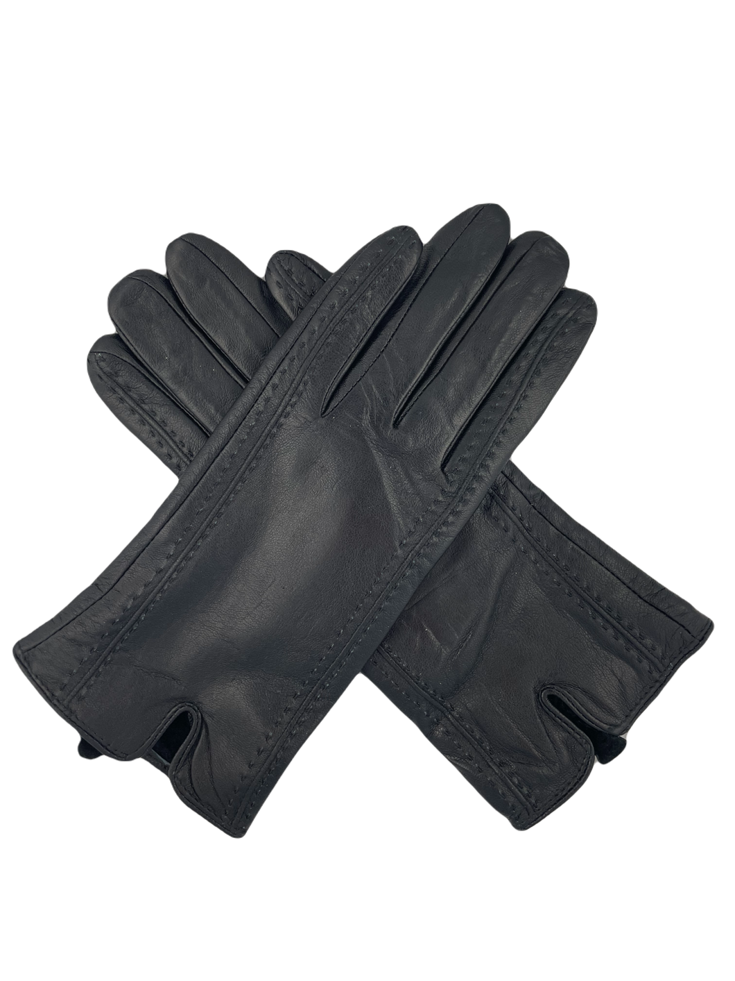 Echte lederen handschoenen uit Italië, met mooi stiksel als leuk detail. Deze handschoenen zijn verkrijgbaar in verschillende maten, ze vallen redelijk klein.