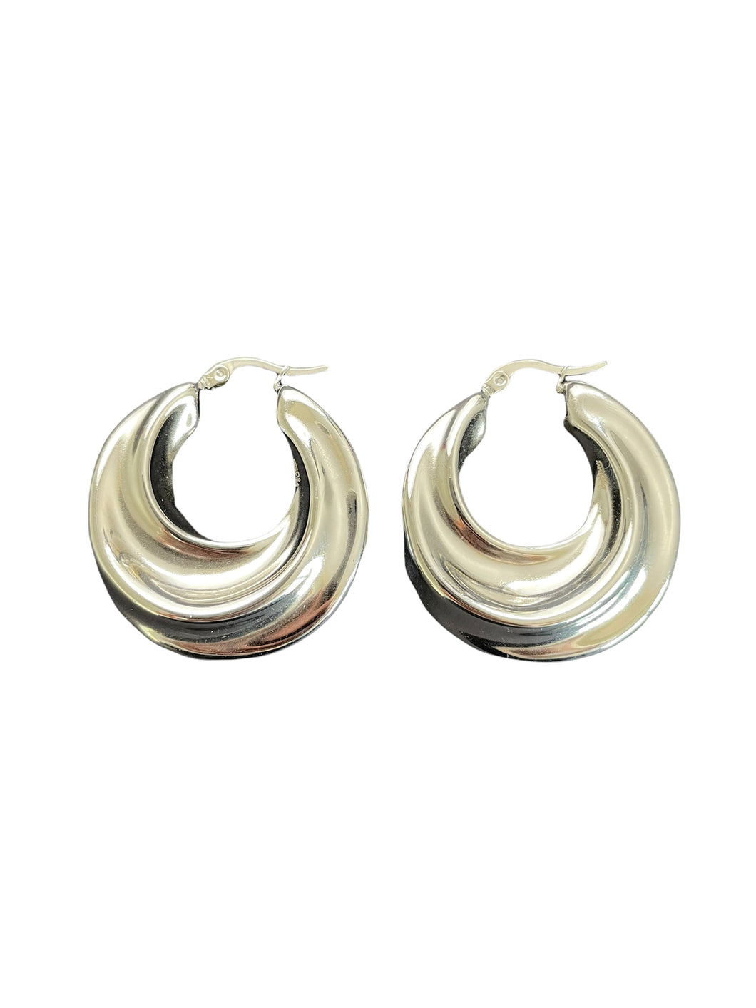 Zilveren oorbellen Lisa zijn mooi vormgegeven. Oorbellen Lisa zijn verkrijgbaar in goud- en zilverkleurig stainless steel en hebben een diameter van ca. 4cm.