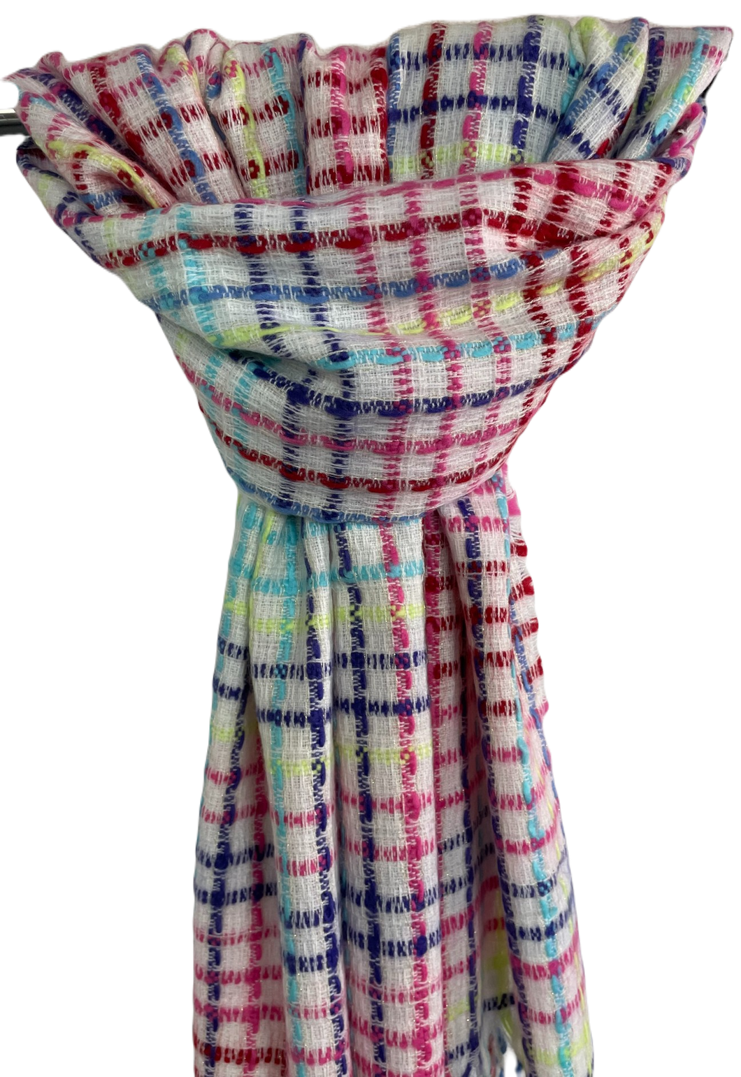 Sjaal Multicolor Wit is een warme sjaal met franjes. Deze sjaal is verkrijgbaar in verschillende kleuren: multicolor wit, multicolor zwart.