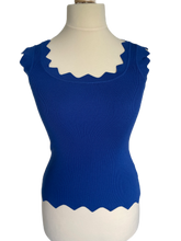 Afbeelding in Gallery-weergave laden, eze mouwloze top is het hele jaar door te dragen, op een broek of rok in de zomer, of onder een blazer. Top heeft een mooie hals, schulp rand en is een echte favoriet.  Maat : S/M  Kleuren : Koningsblauw
