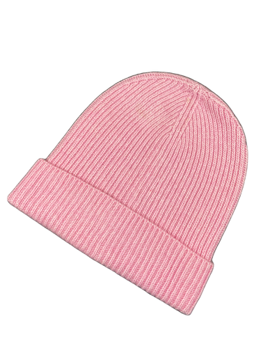 Roze Fijngebreide muts van kasjmier blend. Muts Beanie is verkrijgbaar in verschillende kleuren: Donkerblauw, Grijs, Ecru, Fuchsia, Roze en Fango.